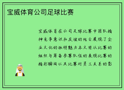宝威体育公司足球比赛